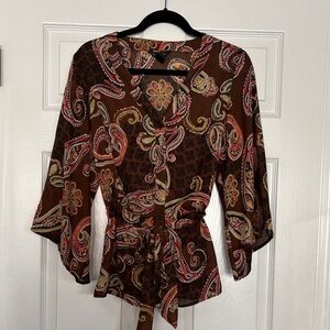 Sunny Taylor Paisley Print Brown Blouse